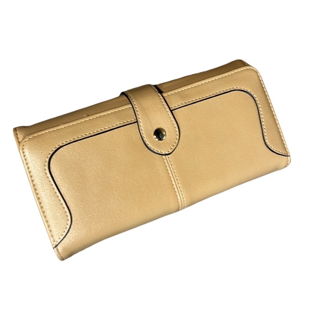 Lane Weston Tan PU Leather Women's RFID Blocking Wallet 12 Credit Card‎ Slots